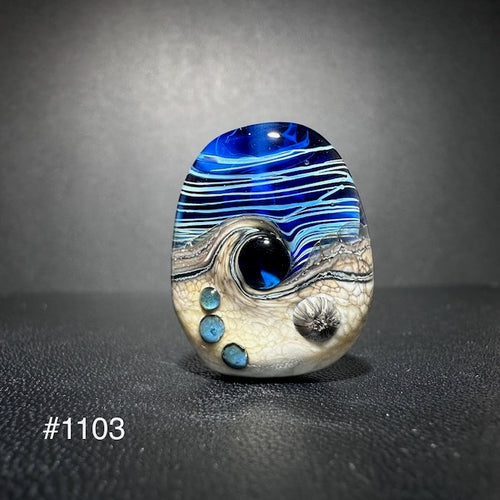 Silver Glass  Blue Tide Pool Bead