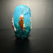 Koi on a teal bead.  Teal to blue fade, Koi Fish, Koi Pond,