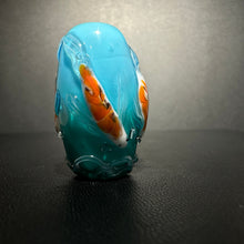 Koi on a teal bead.  Teal to blue fade, Koi Fish, Koi Pond,