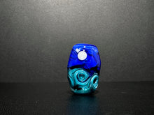 Moon over the Ocean Teal and Blue Big Hole Bead. Moon over the Sea. Celestial. Night Sky. Flame Work Glass Bead.  Handmade Lamp Work.