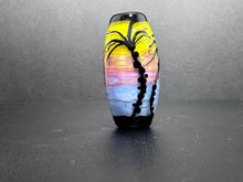 Palms in Sunset.  Handmade Glass Bead with Tropical Theme.