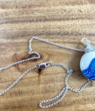 Large Blue Wave glass pendant. Ocean wave pendent. Ocean wave necklace.  Beach wave necklace.   Lampwork Wave Pendant.