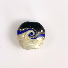 Ocean Wave Bead. Moon over the Ocean.  Celestial Sky. Lampwork Glass Bead.  Milky way and moon over the sea.