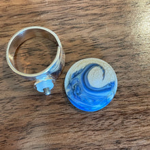 Wave ring, Blue and Sandstone colored ocean ring! Etched like sea glass. Adjustable.