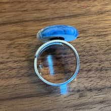 Wave ring, Blue and Sandstone colored ocean ring! Etched like sea glass. Adjustable.