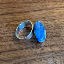 Wave ring, Blue and Sandstone colored ocean ring! Etched like sea glass. Adjustable.