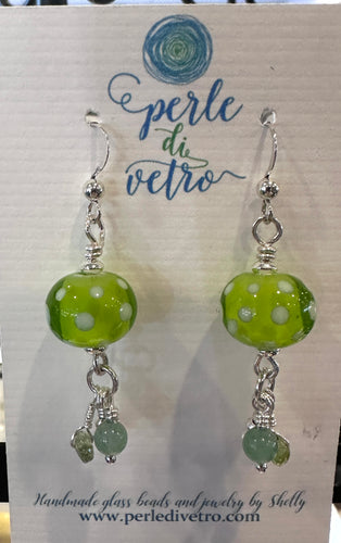 Green polkadot earrings