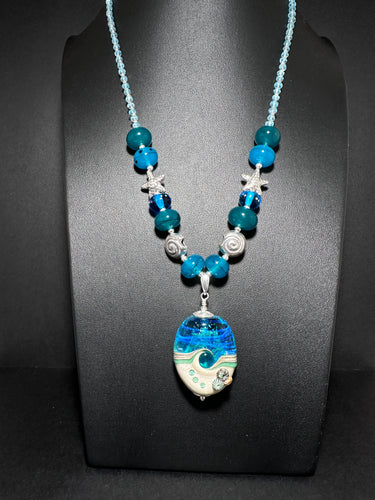 Aqua Tide Pool Necklace with Starfish Clasp