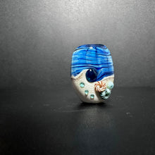 Aqua Tide Pool Bead.  XL Light Blue Focal Bead, Wave Beach Ocean.  Handmade Lampwork Glass Bead