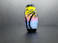 Palms in Sunset.  Handmade Glass Bead with Tropical Theme.