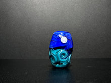 Moon over the Ocean Teal and Blue Big Hole Bead. Moon over the Sea. Celestial. Night Sky. Flame Work Glass Bead.  Handmade Lamp Work.