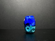 Moon over the Ocean Teal and Blue Big Hole Bead. Moon over the Sea. Celestial. Night Sky. Flame Work Glass Bead.  Handmade Lamp Work.