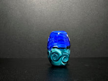 Moon over the Ocean Teal and Blue Big Hole Bead. Moon over the Sea. Celestial. Night Sky. Flame Work Glass Bead.  Handmade Lamp Work.