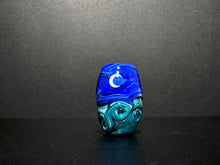 Moon over the Ocean Teal and Blue Big Hole Bead. Moon over the Sea. Celestial. Night Sky. Flame Work Glass Bead.  Handmade Lamp Work.