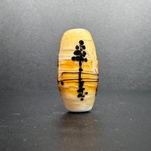 Little Reflections on the Lake.  Silhouette of Trees Reflecting in the Water.  Handmade Glass Bead