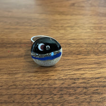Moon and Venus Ring, hand made glass bead on an adjustable silver ring. Lampwork moon ring. Celstial.