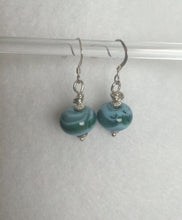 Caribbean Sea Earrings.  Handcrafted glass beads on sterling silver