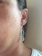 Blue and silver dangle earrings, with sterling silver hoops and blue glass beads casual dressy