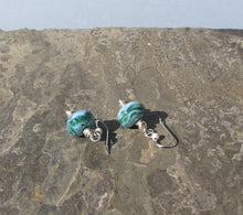 Caribbean Sea Earrings.  Handcrafted glass beads on sterling silver