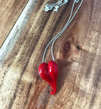 Red heart on a sterling silver chain