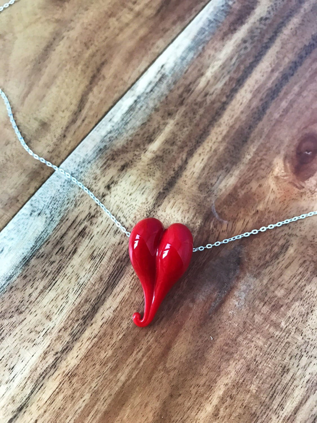 Red heart on a sterling silver chain