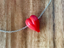 Little Red glass heart on a delicate sterling silver necklace. Love. Valentine. Romance. Casual.