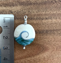 Ocean glass pendant.  Teal Beach Pendant. Ocean Beach Pendant. Nautical Lampwork Necklace.