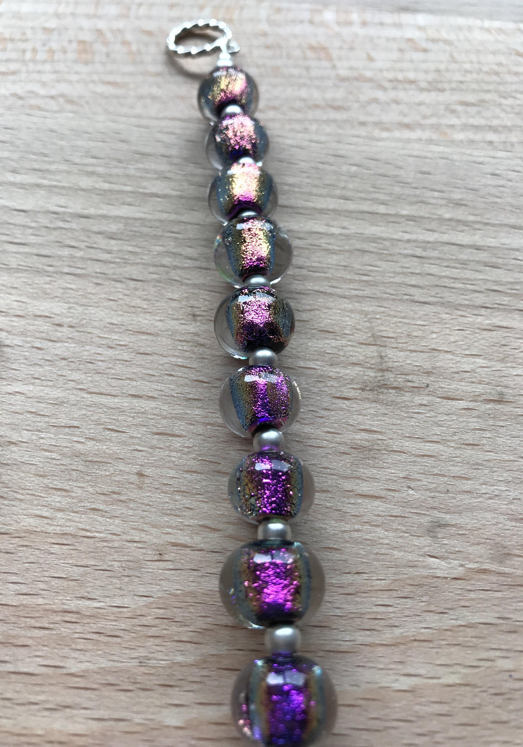 Sparkling pink bracelet, made with small glass beads and sterling silv –  Perle di Vetro