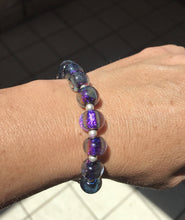 Sparkling pink bracelet, made with small glass beads and sterling silver. Fun, sparkles in the sun!