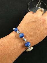 Denim blue wave bracelet. Cowgirl sparkly. Casual elegance. Ocean inspired.
