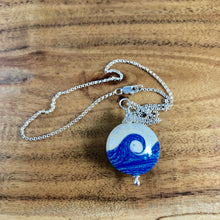 Large Blue Wave glass pendant. Ocean wave pendent. Ocean wave necklace.  Beach wave necklace.   Lampwork Wave Pendant.