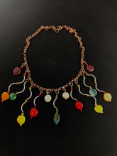 Fallen necklace.  Beautiful fall colors. Fall colored leaves dangle on silver and copper
