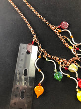 Fallen necklace.  Beautiful fall colors. Fall colored leaves dangle on silver and copper