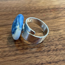Wave ring, Blue and Sandstone colored ocean ring! Etched like sea glass. Adjustable.