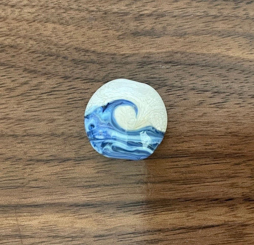 stormy blue wave bead made with soft glass