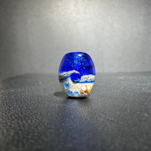 Tiny Tide Pool Bead. Intense blue with glittery dichroic and wisps of white.  Handmade Lampwork Art Glass Bead.Handmade Lampwork Bead