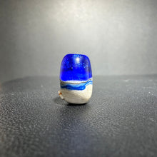 Tiny Tide Pool Bead. Intense blue with glittery dichroic and wisps of white.  Handmade Lampwork Art Glass Bead.Handmade Lampwork Bead