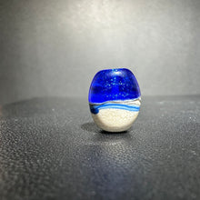 Tiny Tide Pool Bead. Intense blue with glittery dichroic and wisps of white.  Handmade Lampwork Art Glass Bead.Handmade Lampwork Bead