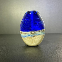 Small Tide Pool Bead - Intense blue with glittery dichroic and wisps of white.  Handmade Lampwork Art Glass Bead.