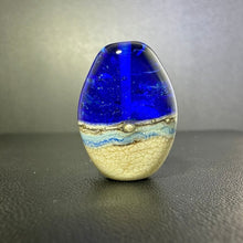 Small Tide Pool Bead - Intense blue with glittery dichroic and wisps of white.  Handmade Lampwork Art Glass Bead.